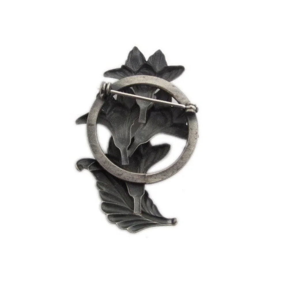 Vintage Art Nouveau Style Floral Flower Bouquet Silver Tone Brooch‎ or Pin.